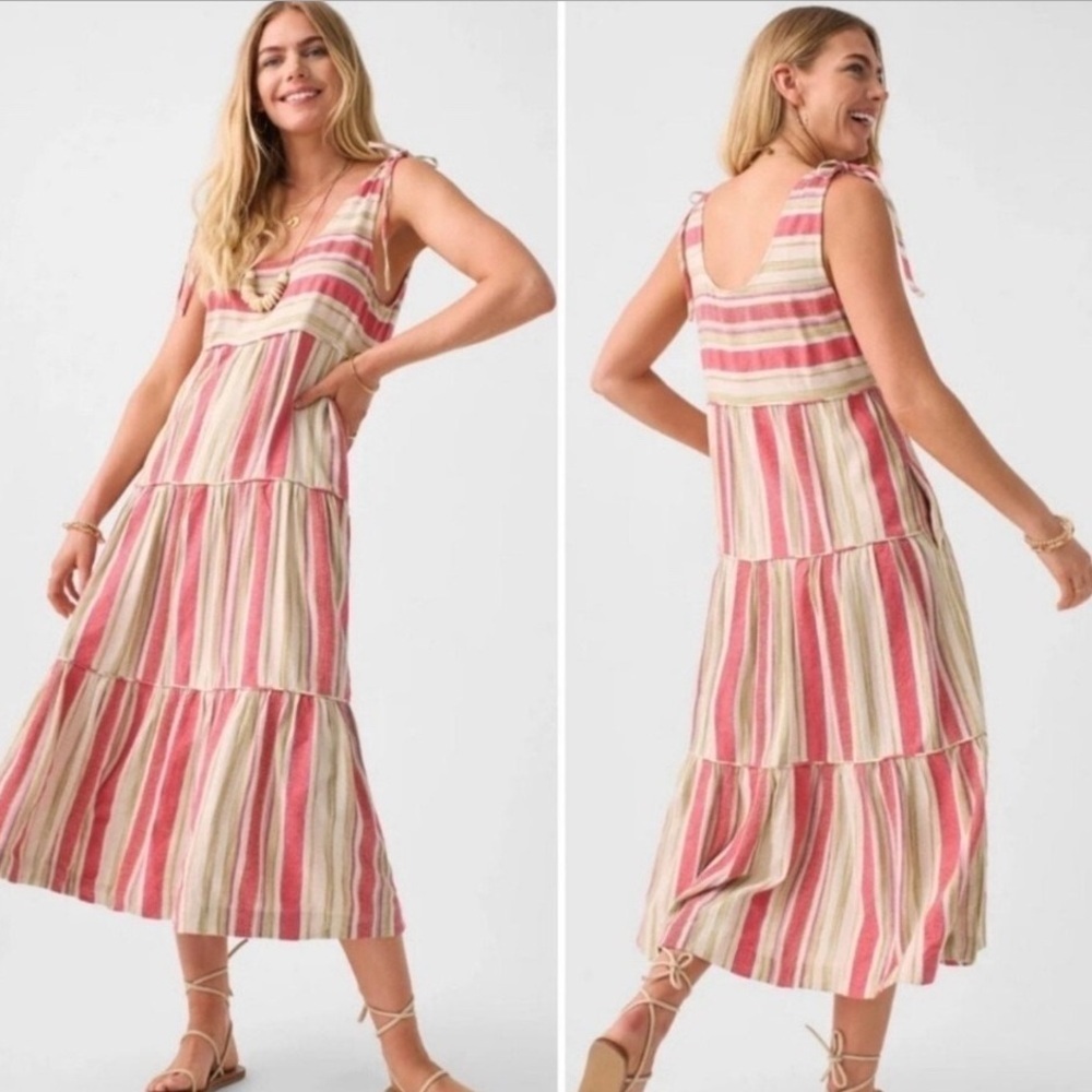 NWT Faherty Lanai Linen Blend Dress in Sol Stripe Sz XL